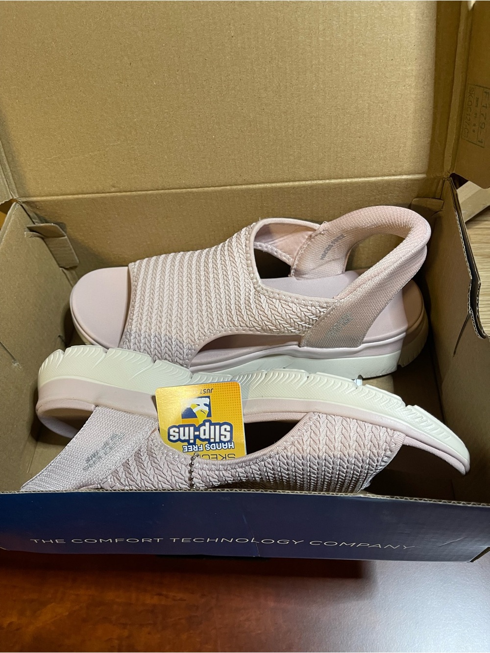 NIB Skechers Slip- Ins Open Toe Sandal In Soft Baby Pink Blush / US Sz 8.5